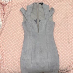 Classy yet sexy gray velvet mini dress